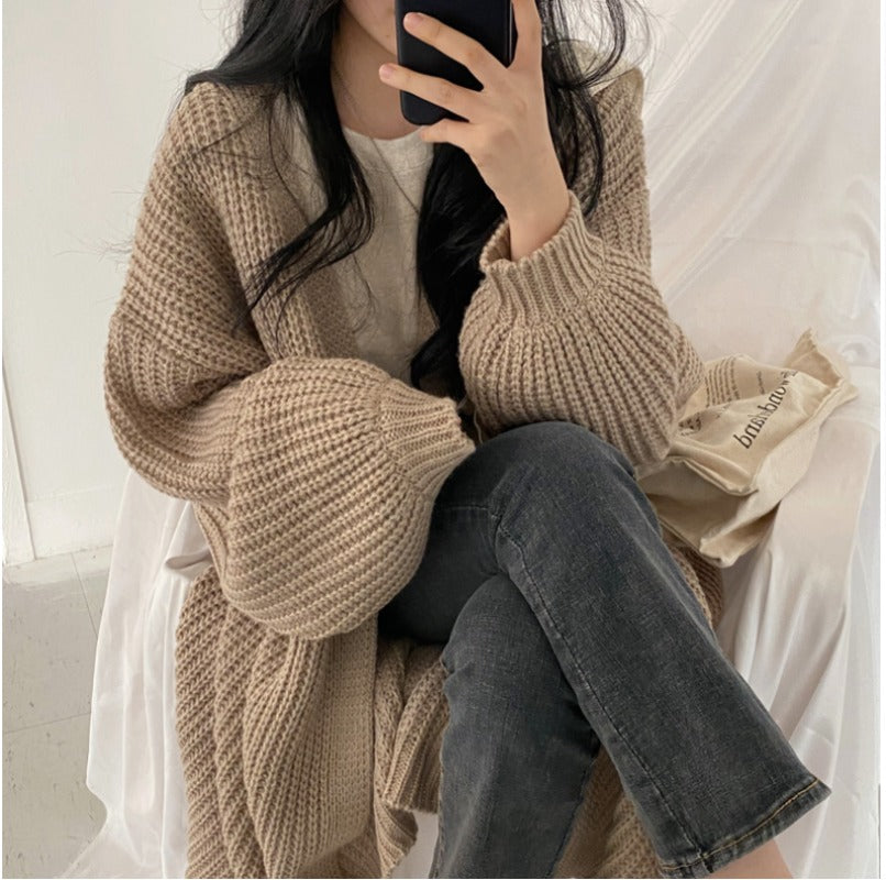 Autumn Winter Fashion Female Vintage Full Sleeve Loose Warm Knitwear Long Sweaters Cardigan Women Casual Sweater Coats Outwear