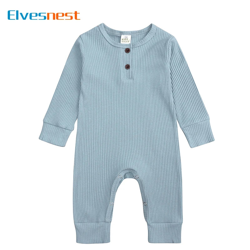 Spring Autumn Baby Clothes Boys Rompers Cotton Long Sleeve Toddler Romper Solid Color Newborn Baby Clothes 0-24 Months