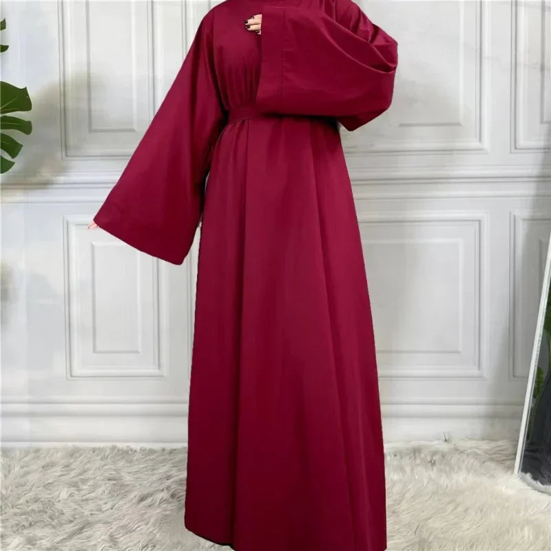 Muslim Abayas With Belt Loose Kaftans Prayer Dress Full Sleeve Islamic Clothing Women Jilbabs Dubai Robe Lace Up Long Dresses