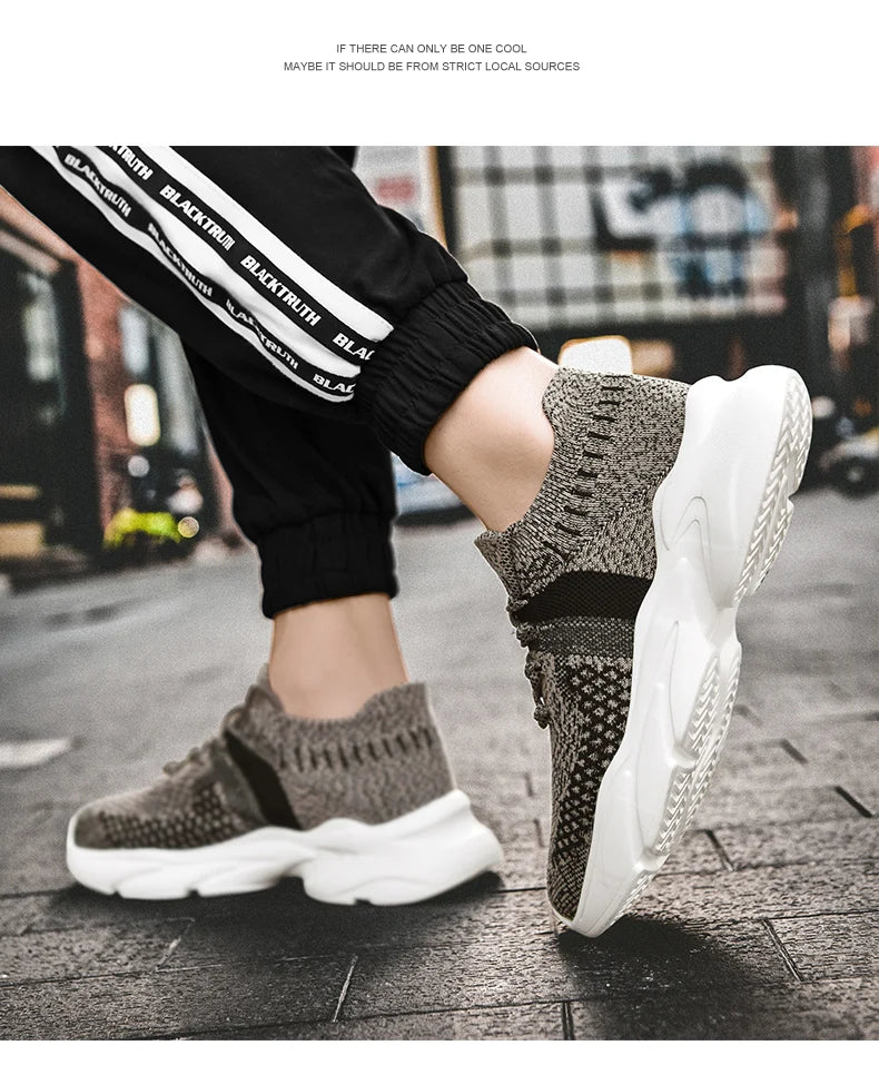 Men's running loafer walking knit shoes Fashion casual sneakers Breathable fitness lightweight men's shoes casual shoes