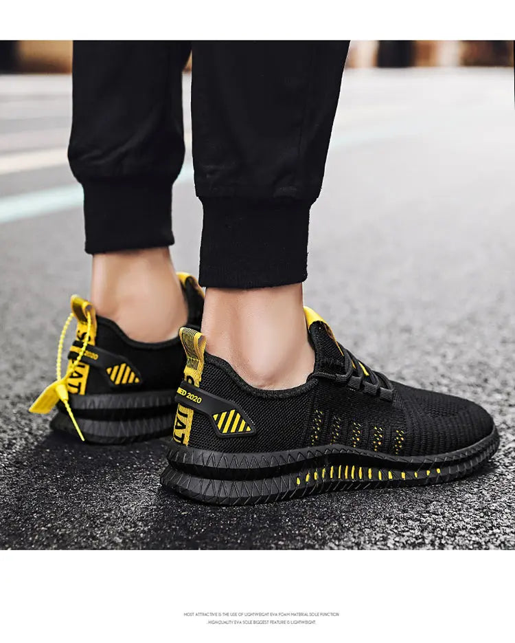 Men's sneakers lace-up flying woven through casual shoes vulcanized lightweight flat comfortable running shoes plus size 48