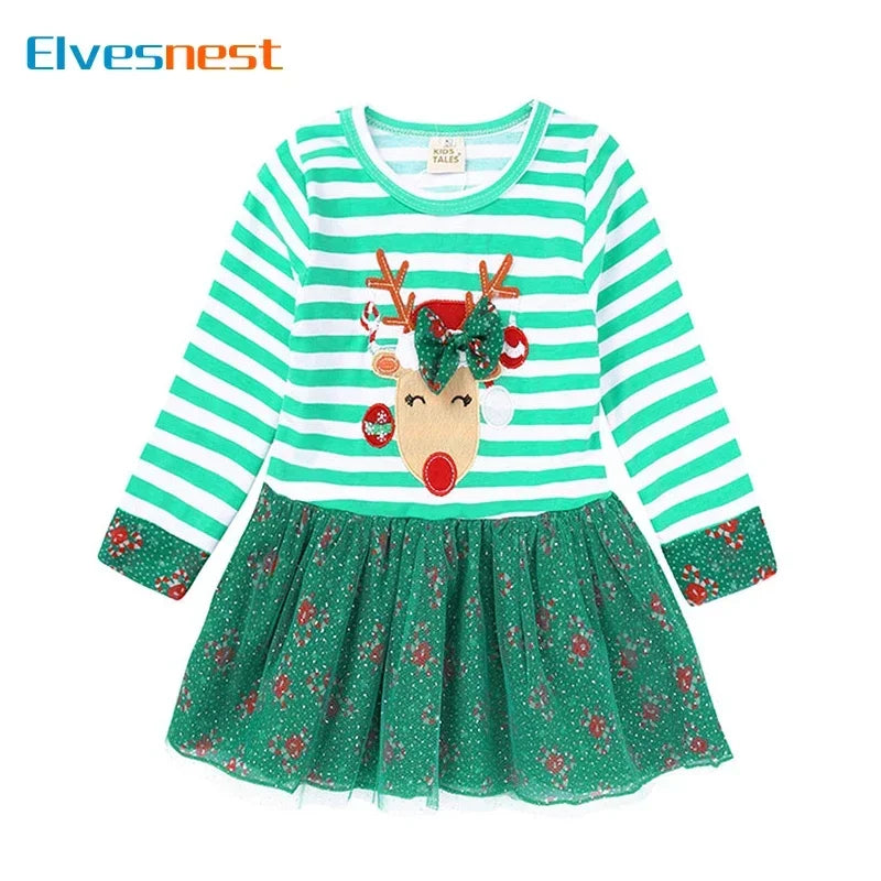 Christmas Girls Casual Dresses Cotton Long Sleeve Kids Dresses for Girls Spring Autumn Children Clothing Girls Dress 1-6 Years