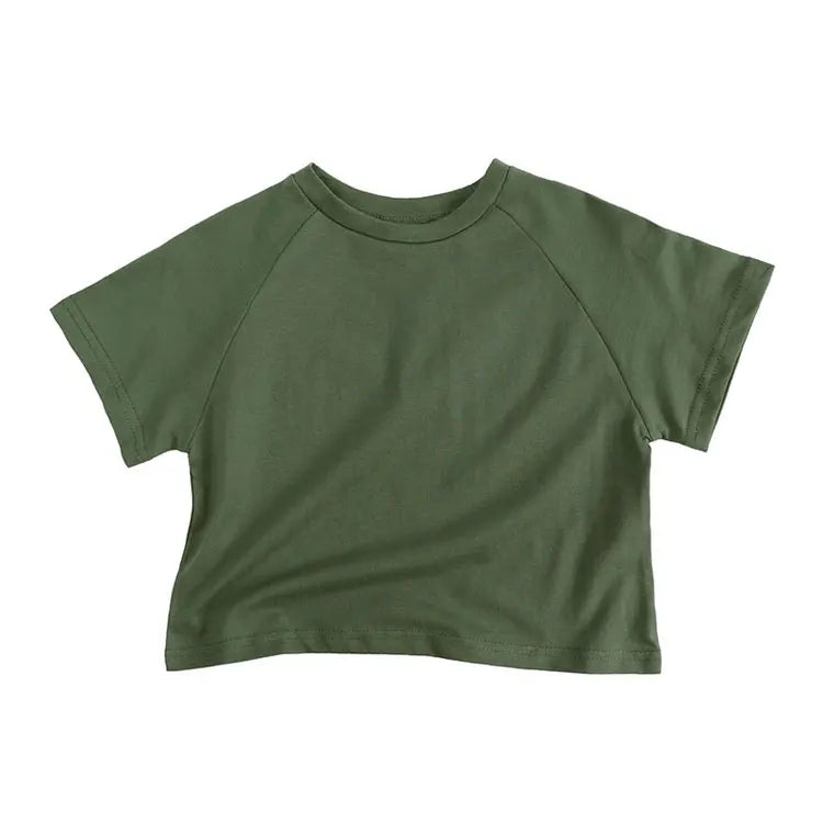 Fashion Kids Summer Clothes Boys T-Shirts Cotton Short Seleve O-Neck Girls Tops Solid Color Children's Clothing 1-6 Years