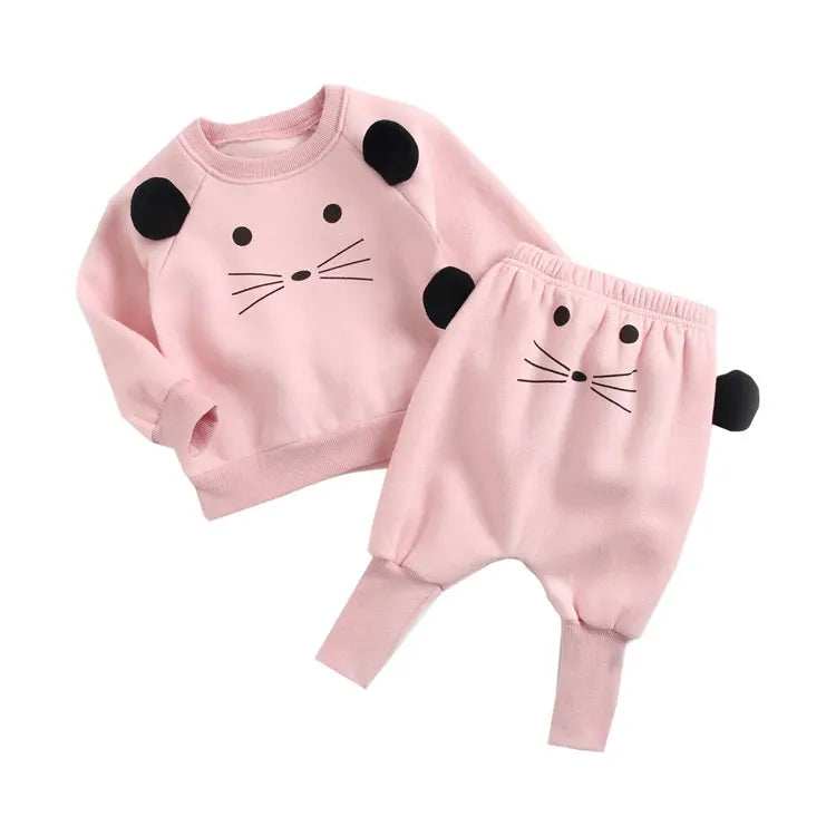 Cartoon Kids Clothes Boys Outfit Set Cotton Long Sleeve Tops Pants 2 Pcs Spring Autumn Children Girls Clothing Sets 1-3 Years