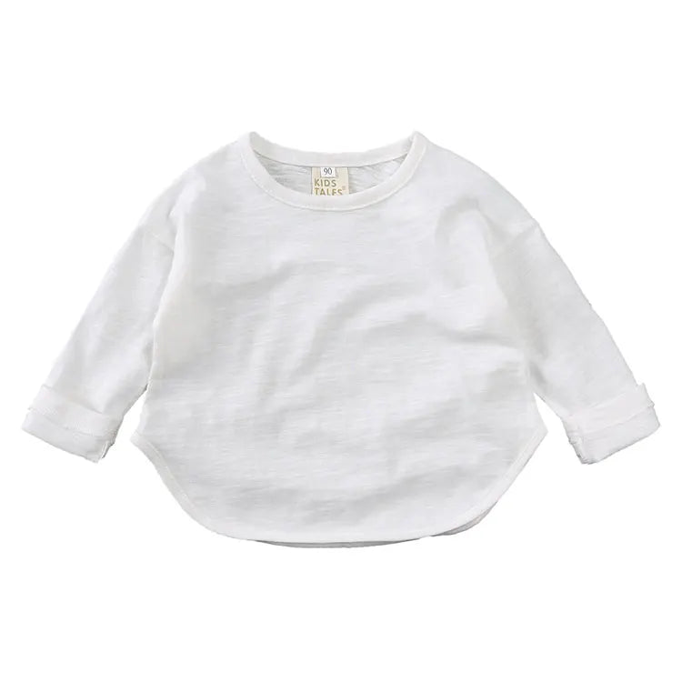 Spring Autumn Children's Clothing Boys T-Shirts Cotton Long Sleeve Girls Tops Fashion Solid Color Kids Girls Tee 2-6 Years