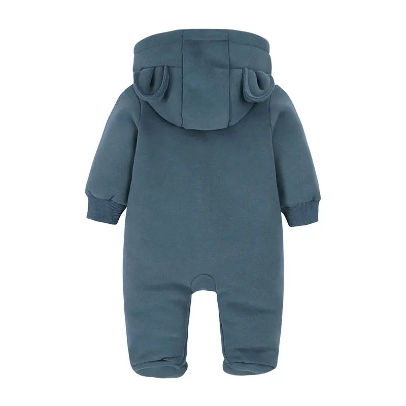 Solid Color Newborn Baby Boy Clothes Long Sleeve Hooded Zipper Baby Clothes Girls Footies Winter Warm Infant Clothing 3-24Months