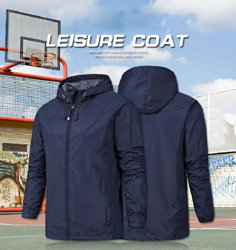 Spring Autumn Men Windproof Waterproof Jackets Mens Solid Outdoor Sport Jackets Coats Outerwear Man Casual Hood Jackets Tops 5XL