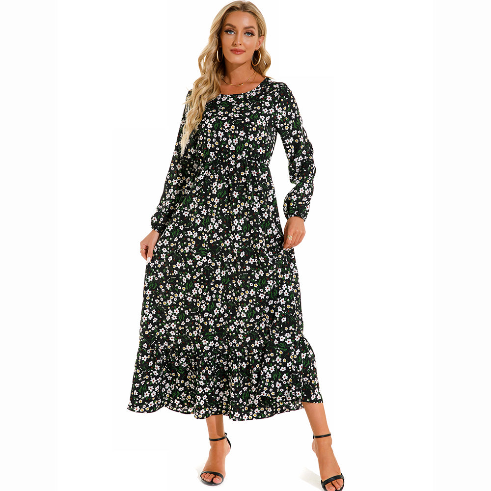 2023 Sping Summer Bohemian Women Maxi Dress Casual Long Sleeve High Waist Beach Woman Chiffon Dresses Floral Vestidoes Mujer New