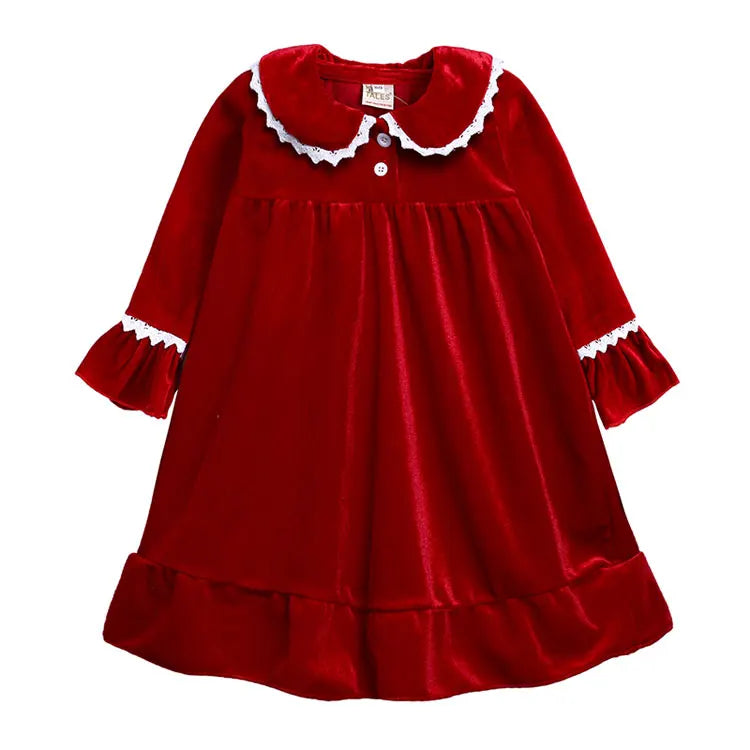 Solid Color Girls Casual Dresses Winter Kids Dresses for Girls Cotton Long Sleeve Children Clothing Girls Dress 1-11 Years