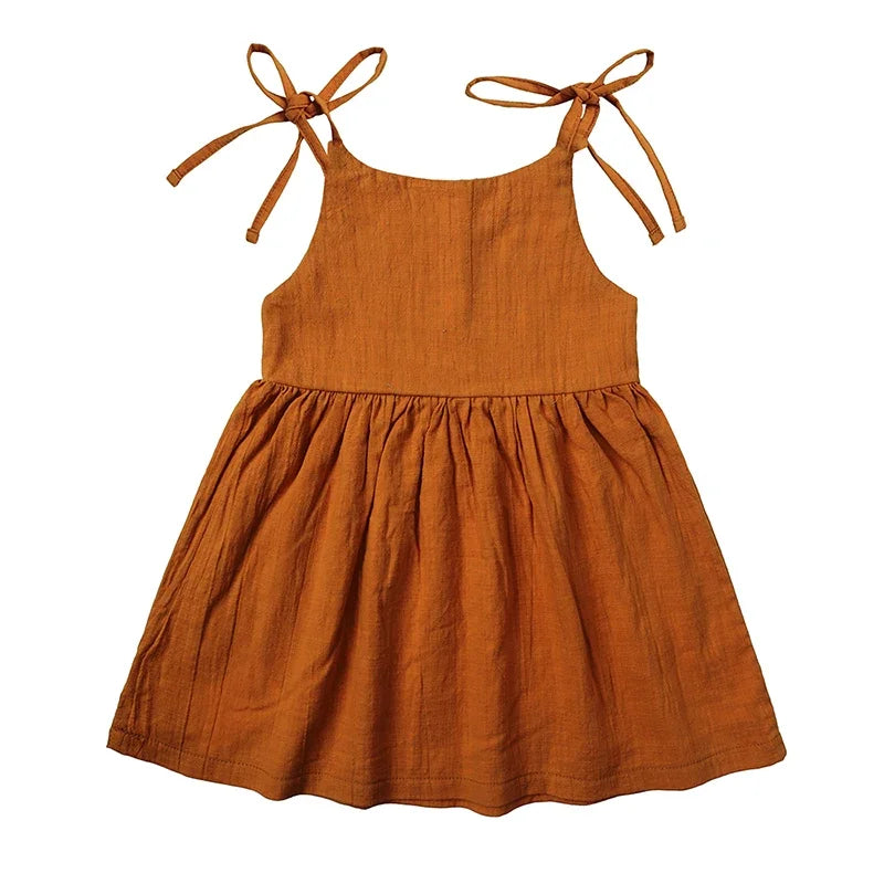 Fashion Solid Color Girls Casual Dresses Cotton Sleeveless Kids Dresses for Girls Summer Children Clothing Girl Dress 1-5 Years