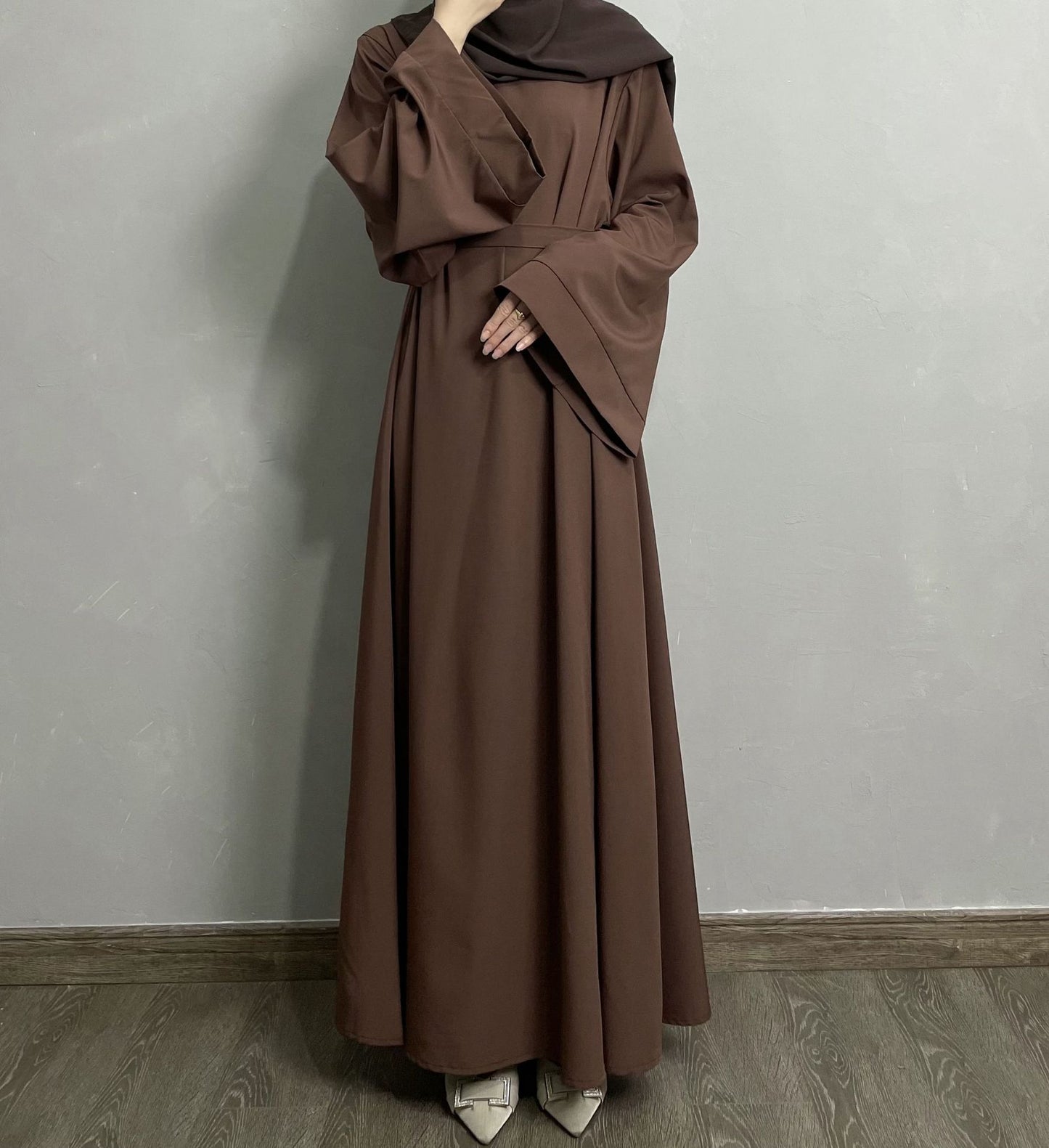 Muslim Abaya Loose One-piece Prayer Dress Full Sleeve Islamic Clothing Women Jilbab Dubai Saudi Robe Lace Up Long Dresses