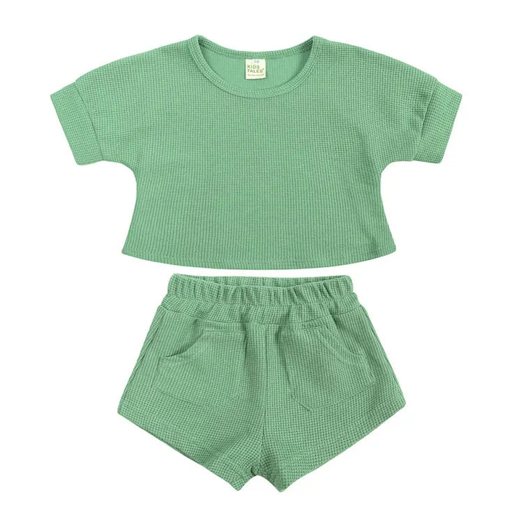 Summer Children's Clothing Boys Outfits Solid Color Cotton Shorts Sleeve Tops Shorts 2 Pcs Fashion Kids Clothing Sets 1-4 Years