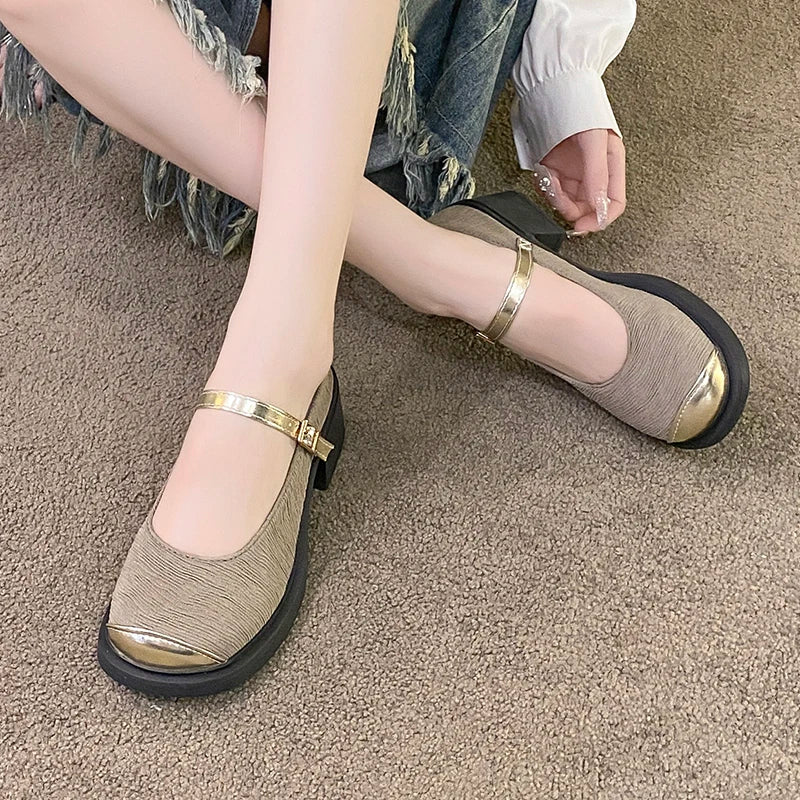 Women's New Simple Mary Jane Shoes Thick Heel Thick Sole Single Shoes Fashion Casual Work Shoes