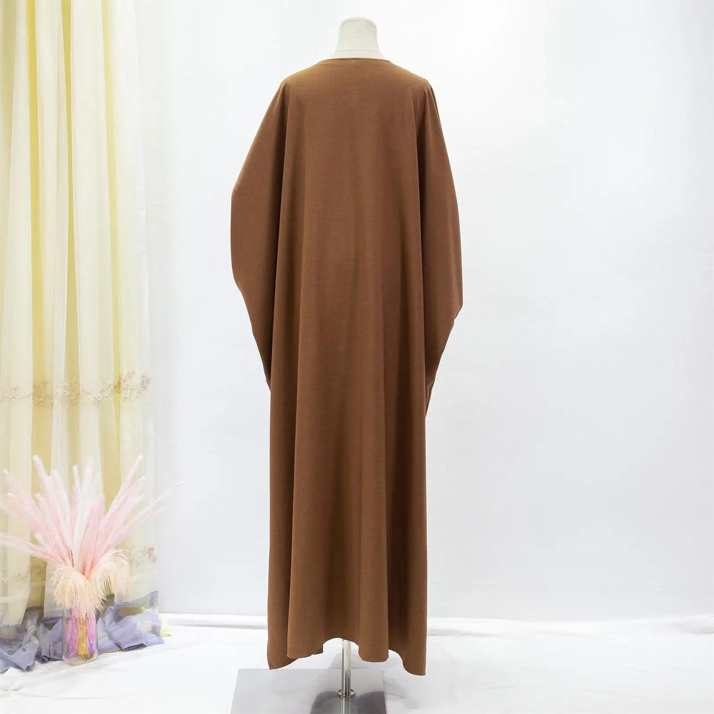 Open Front Abaya Long Sleeve Solid Muslim Out Kaftan Loose Maxi Length Dress Women Jilbabs Cardigan Coat Women's Clothing