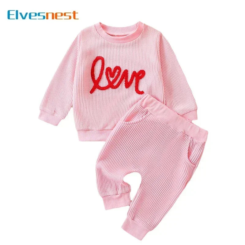 Fashion Letter Baby Girl Outfit Set Cotton Long Sleeve Tops Pant 2 PCS Spring & Autumn  Newborn Clothes Sets 3-24 Months