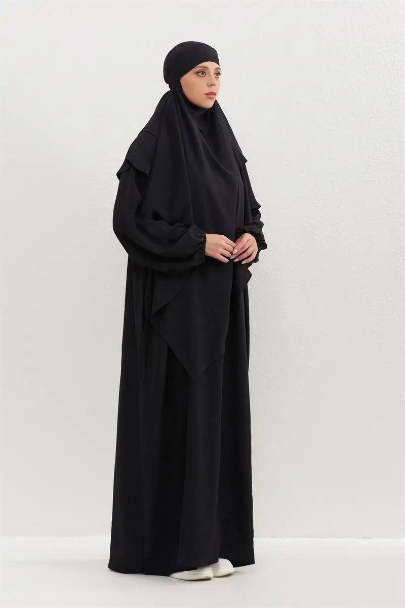 Muslim Sets Prayer Jilbab Full Sleeve Long Loose Maxi Dresses and Hijab Women Headscarf  Two Pieces Sets Muslim Dresses Abaya