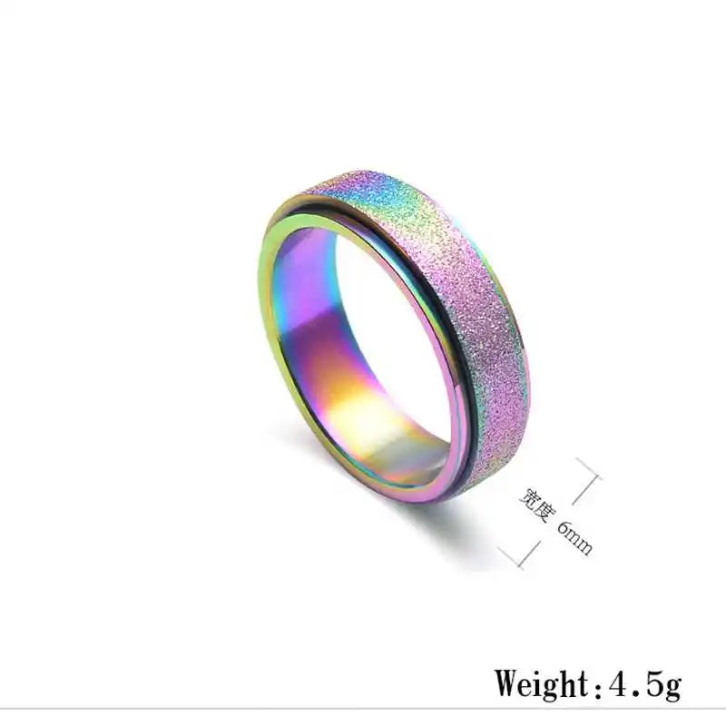 6mm Anxiety Ring for Women Men Stress Release Rotate Freely   Stainless Steel Anti Stress Accessories Jewelry Gifts