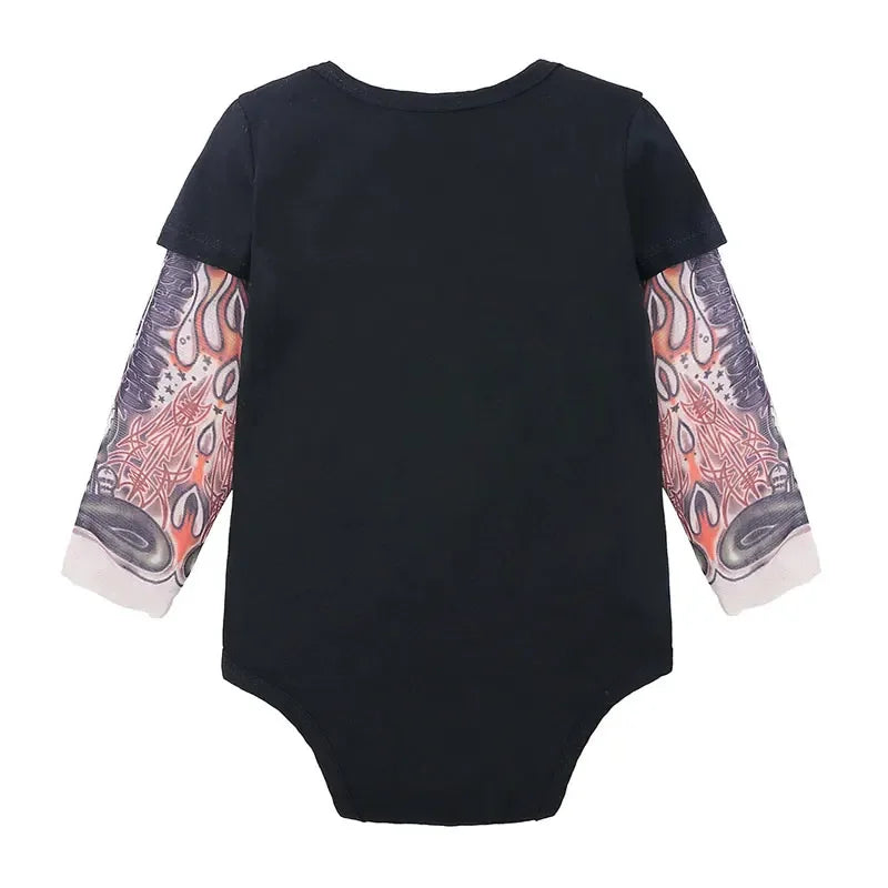 Novelty Tattoo Newborn Baby Bodysuit Cotton Long Sleeve Baby Clothes Christmas Infant Boys Jumpsuit Toddler Costume