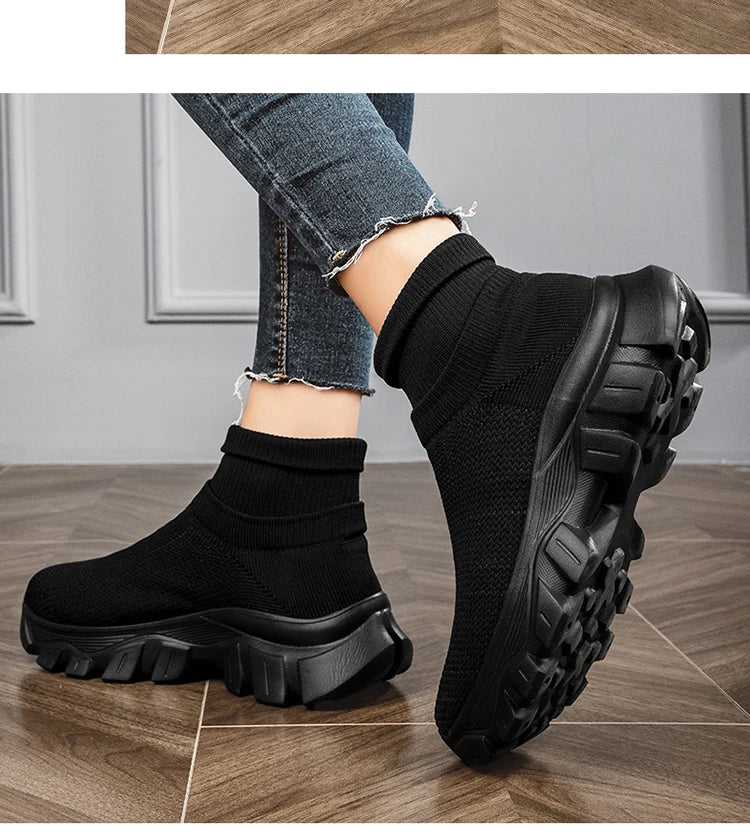 High top men's and women's socks Sports casual shoes Mesh breathable jogging shoes Large walking couple shoes boots