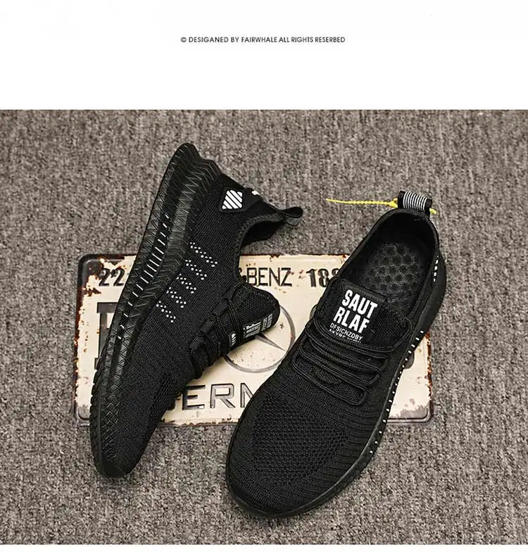 Men's sneakers lace-up flying woven through casual shoes vulcanized lightweight flat comfortable running shoes plus size 48