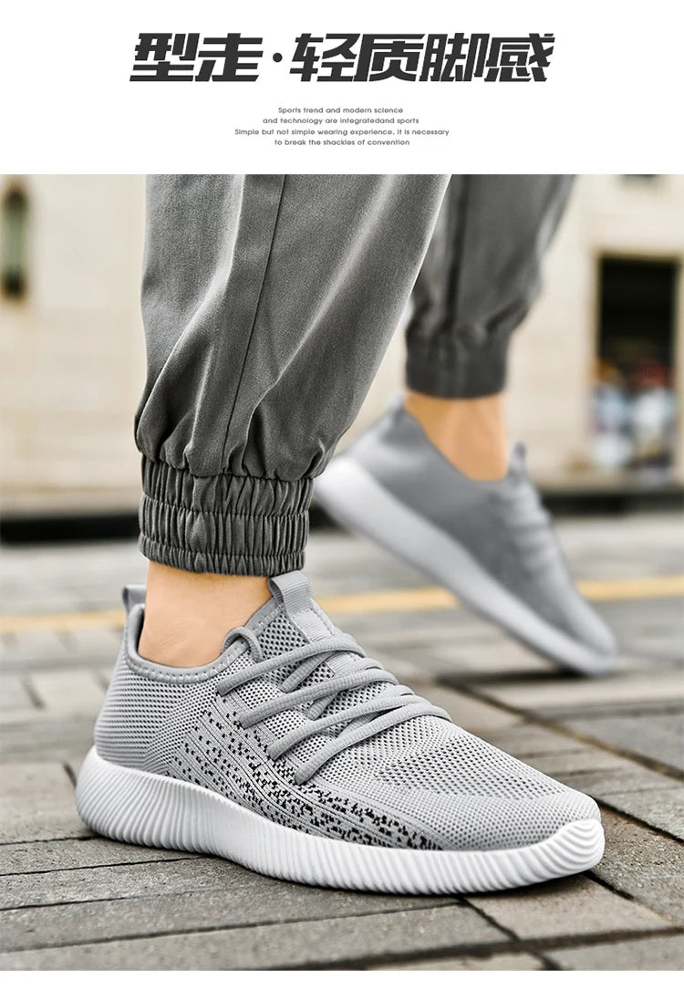 2024 Spring and Autumn mesh surface breathable running casual sneakers for men Flat lace-up light walking shoes for men