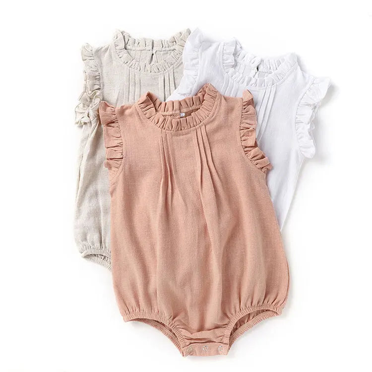 Fashion Solid Color Baby Clothes Bodysuit Girls Bodysuits Cotton Linen Baby Boy Clothes Summer Newborn Clothing 0-18 Months