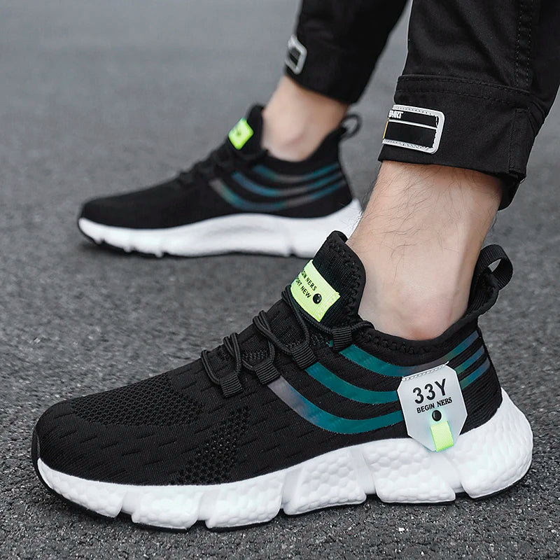 2024 new large size men's casual sports shoes light breathable comfortable thick running shoes fashion outdoor men's sneakers