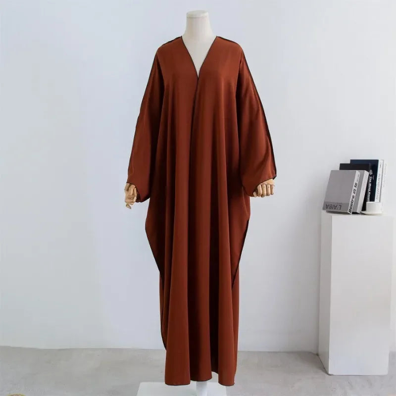 Muslim Out Abaya Cardigan Smocking Sleeve One-piece Prayer Women Jilbab Islamic Clothing Dubai Saudi Robe Turkish