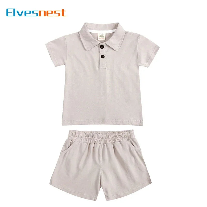 Summer Casual Kids Clothes Boys Outfit Cotton Short Sleeve Tops Shorts 2 Pcs Fashion Children Boys Clothing Sets 2-7 Years