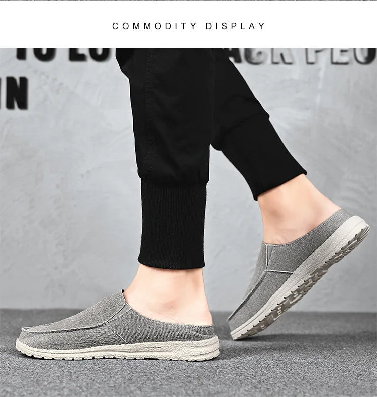 Spring and summer new canvas shoes for men light comfortable casual fashion sports half slipper plus size men's shoes