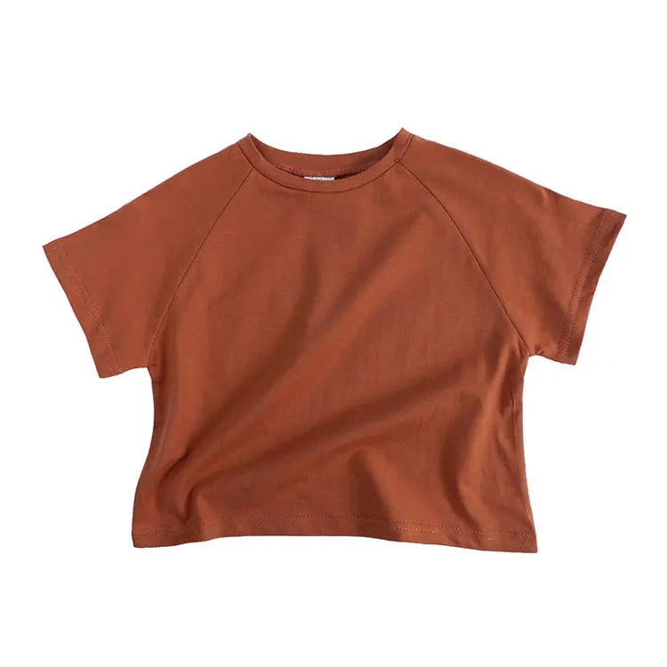 Fashion Kids Summer Clothes Boys T-Shirts Cotton Short Seleve O-Neck Girls Tops Solid Color Children's Clothing 1-6 Years