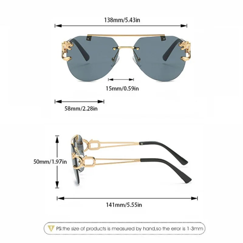 2024 Sunglasses Women Luxury Rimless Vintage Fashion Glasses Lunette Oversized Shades De Sol Mujer Lentes