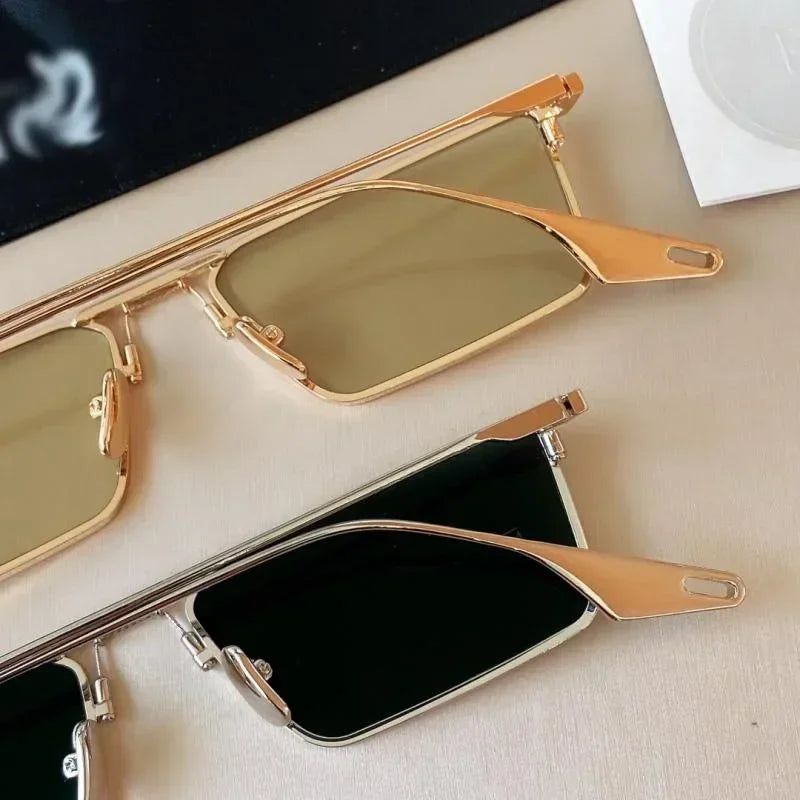 Vintage Narrow Small Sunglasses Women Luxury Brand Metal Frame Sun Glasses Rectangle Driving Eyeglasses Fishing Eyewear Men 2023