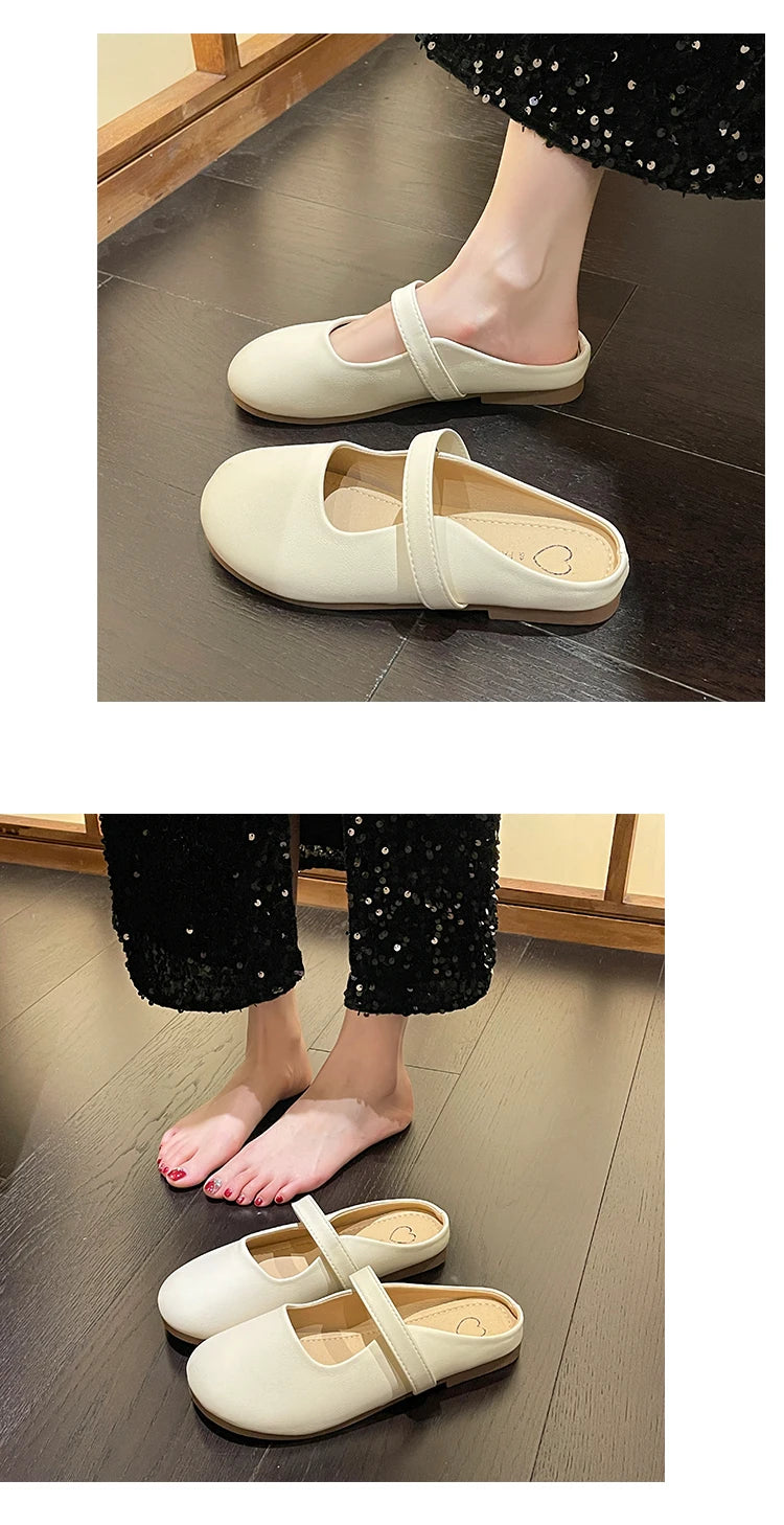 Women's casual flat slippers 2024 New Fashion Outwear Muller Shoes Network Red Tide Flow Anti slip Slippers