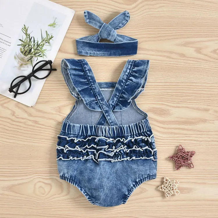 Summer Baby Girls Clothes Fashion Infant Clothes Boys Bodysuit Scarf Sleeveless Newborn Girls Bodysuit 0-18 Months