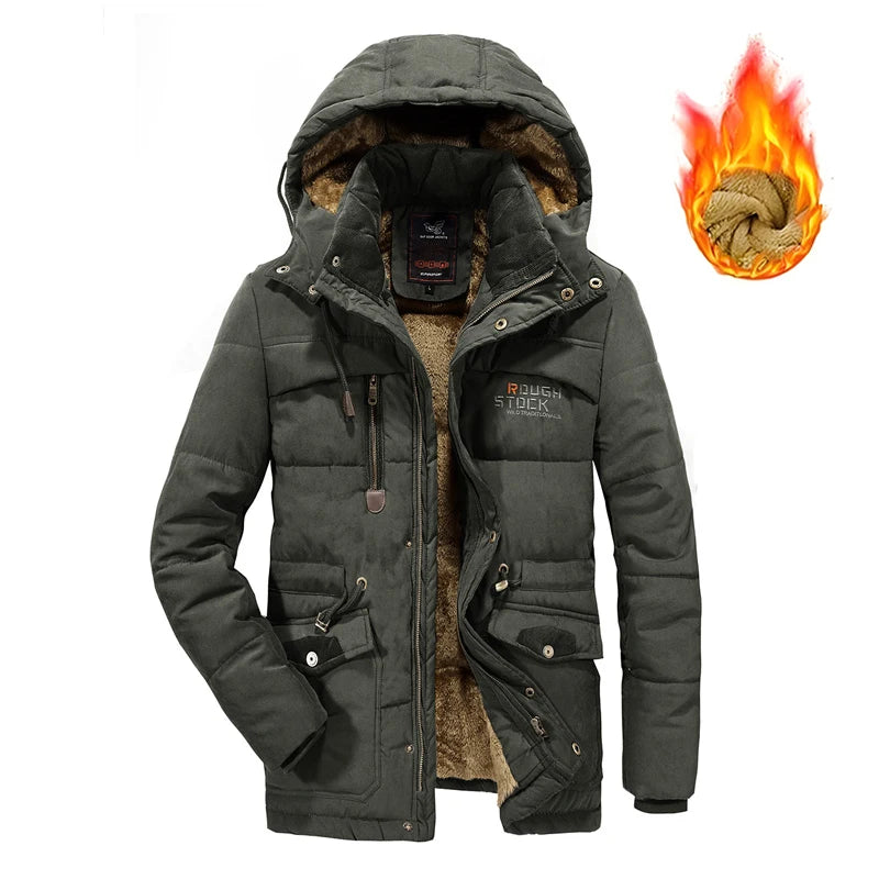 Winter Men Fleece Thick Outdoor Cargo Parkas Men Warm Military Overcoat Jacket Man Detachable Hat Windbreaker Parka Big Size 8XL