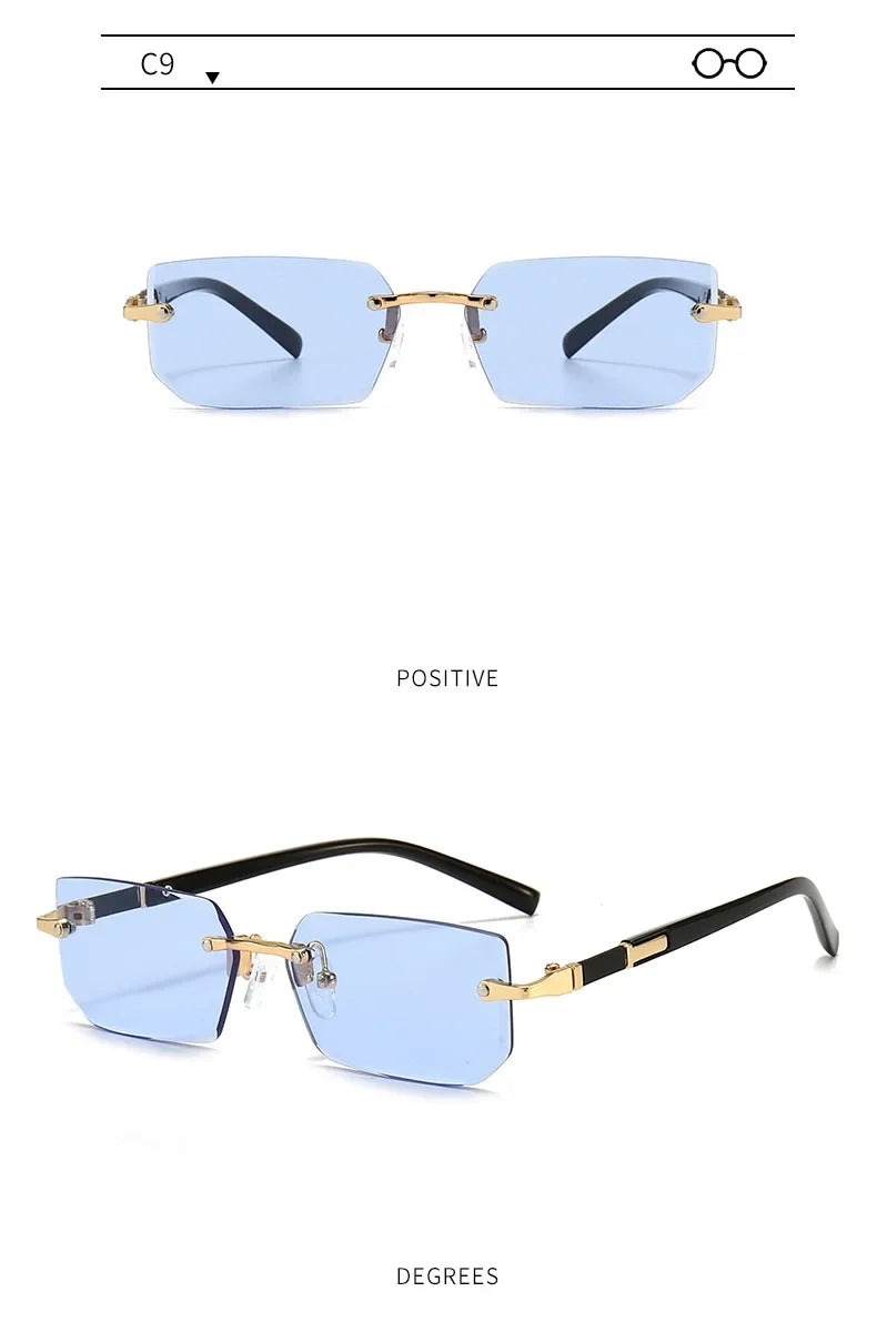 UV400 Rimless Rectangle Sunglasses Fashion Y2K Frameless Sun Glasses Shades for Women & Men