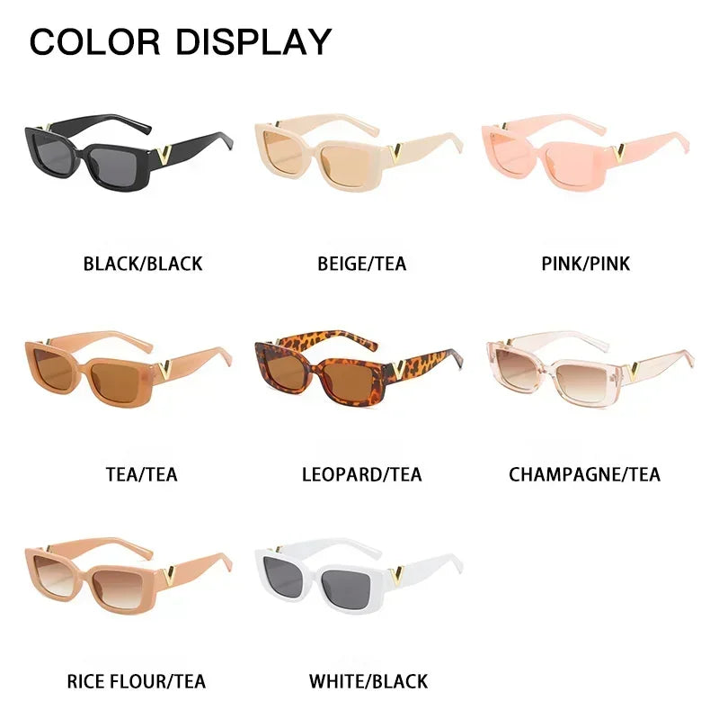 Fashion Cat Eye Sunglasses Women Luxury V Sun Glasses For Ladies Classic Rectangle Driving Shades Outdoor Traveling UV400