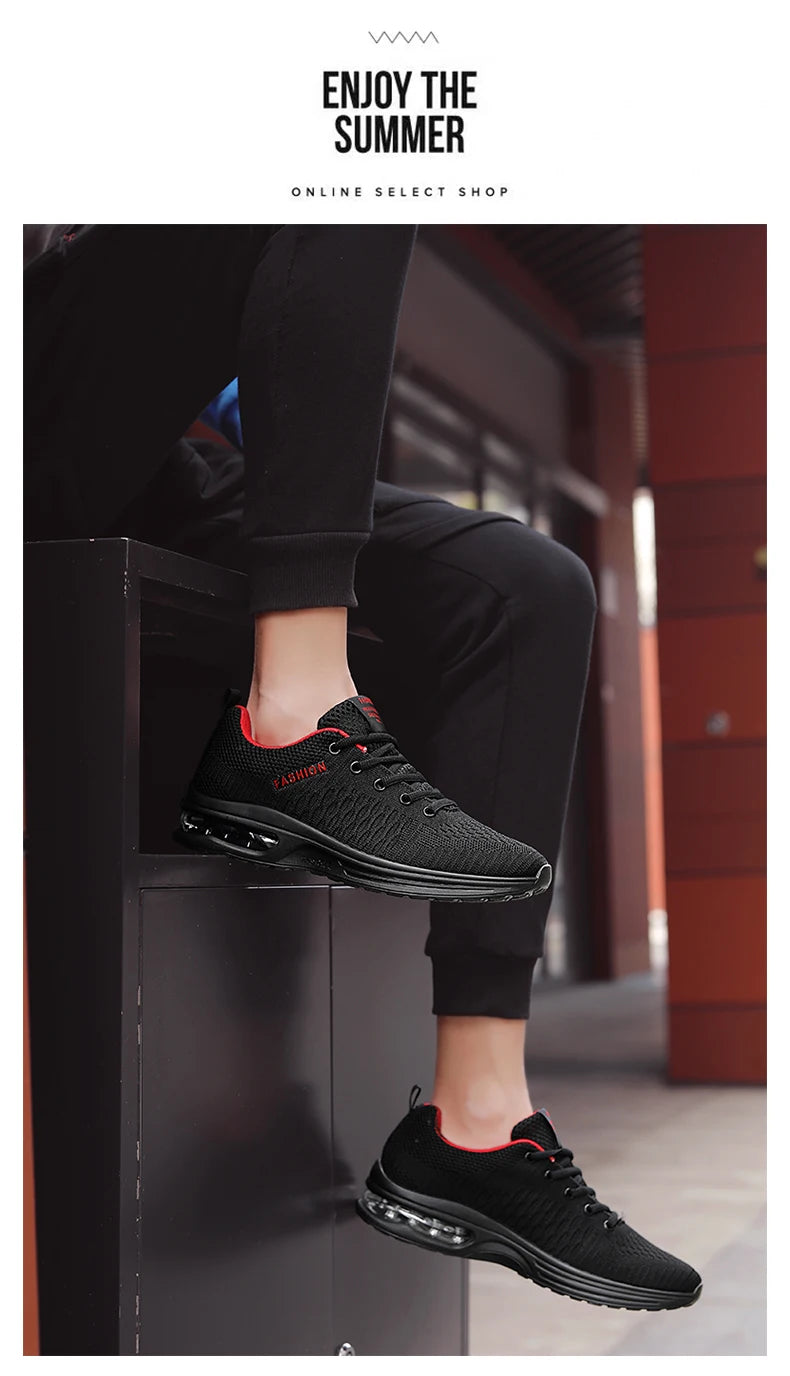 New mesh sports casual shoes breathable walking flat men fitness spring and autumn lace-up vulcanized men's shoes