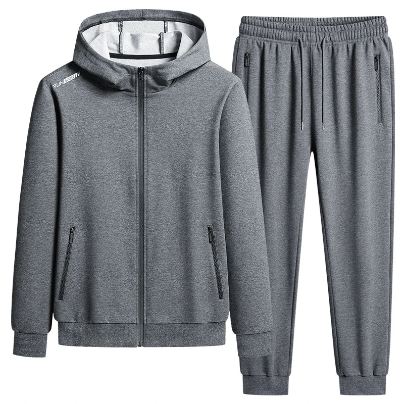 2023 Men Fleece Hooded Casual Sports Reflective Tracksuit Sets Man Sportswear Joggers Suits Sweatpants Jacket Male Plus Size 8XL