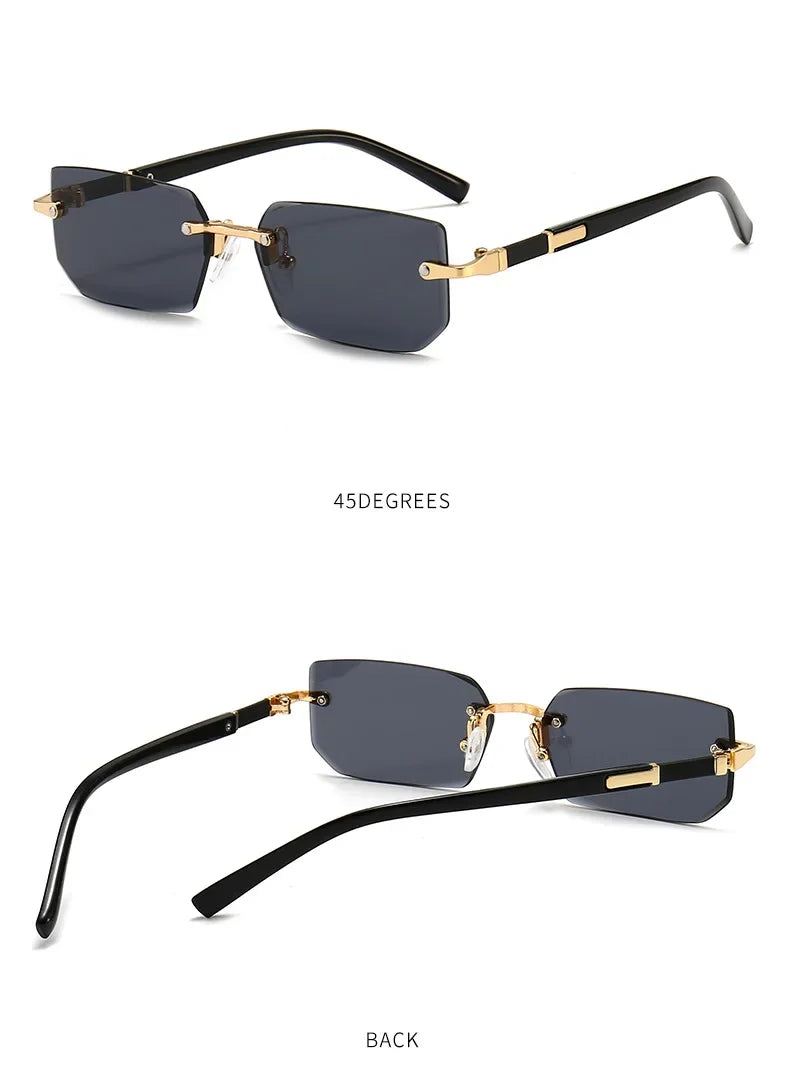 UV400 Rimless Rectangle Sunglasses Fashion Y2K Frameless Sun Glasses Shades for Women & Men