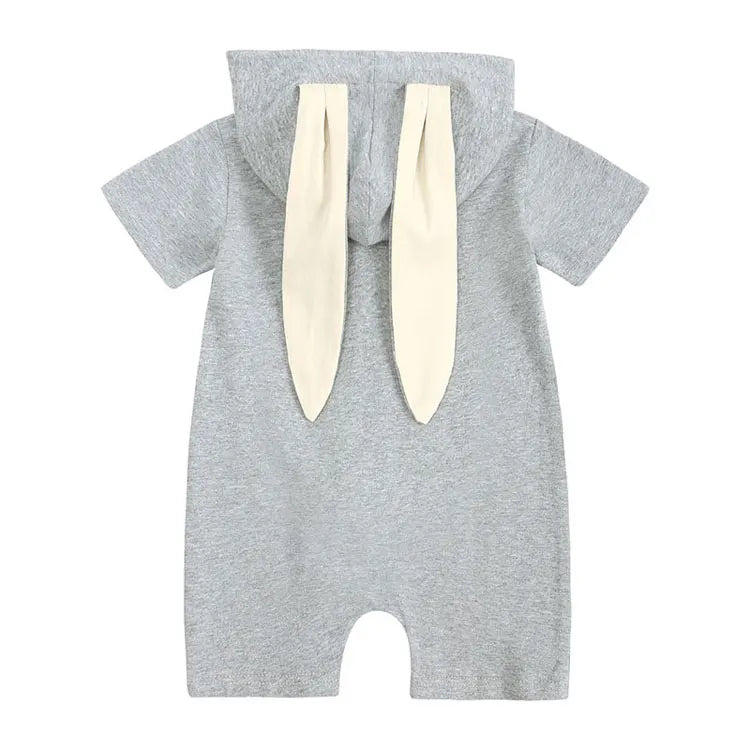 Cartoon Rabbit Girls Rompers Cotton Short Sleeve Hooded Zipper Newborn Clothes Boys Rompers Summer Baby Clothing 3-18 Months