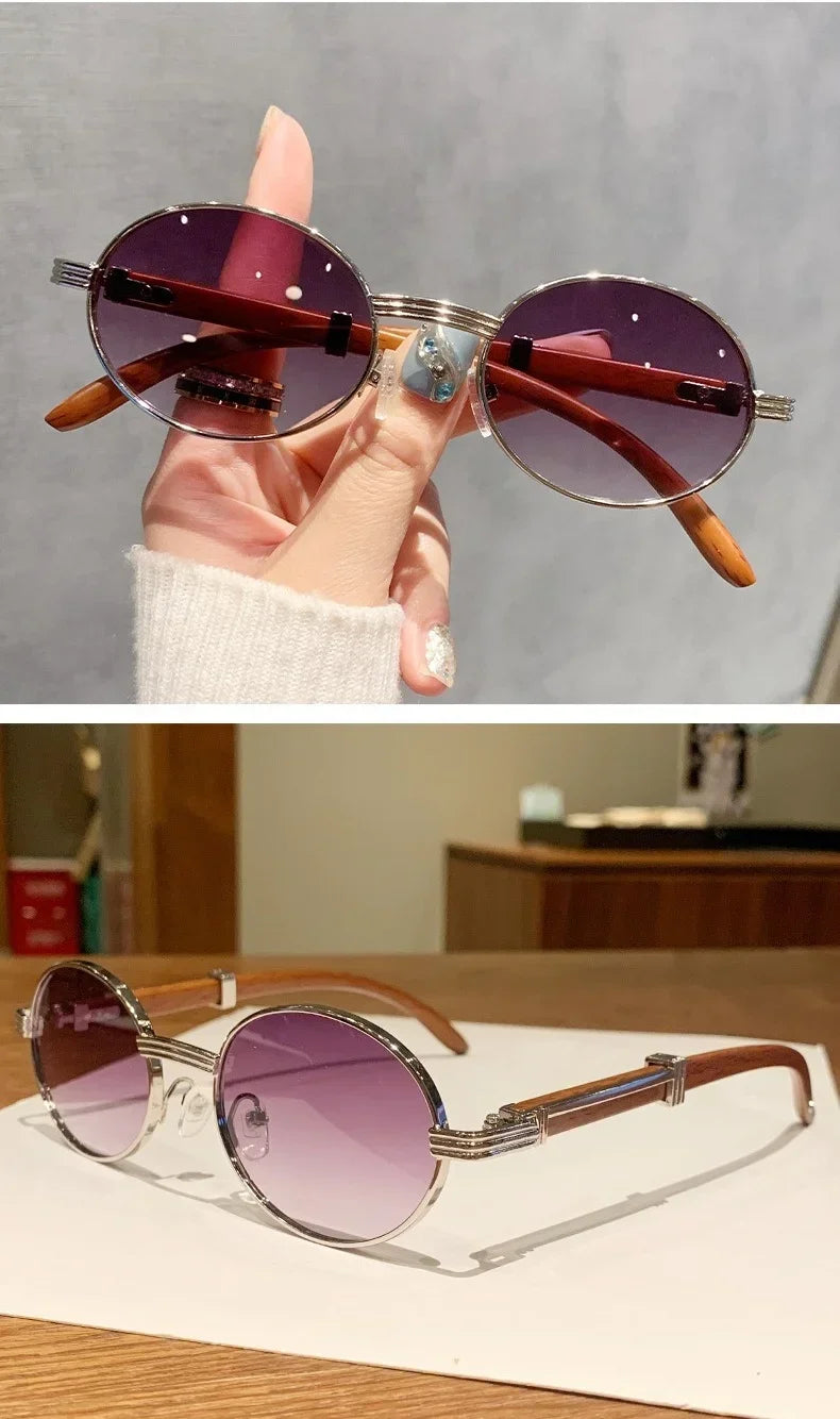 Wooden Fashion Sunglasses Women Vintage Oculos Sunglasses for Men Oval Designer Glasses Tredning Sun Lentes Luxury Gafas Lunette