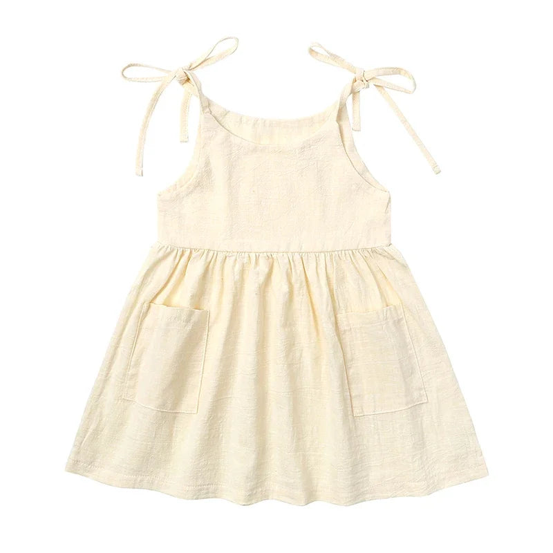 Fashion Solid Color Girls Casual Dresses Cotton Sleeveless Kids Dresses for Girls Summer Children Clothing Girl Dress 1-5 Years