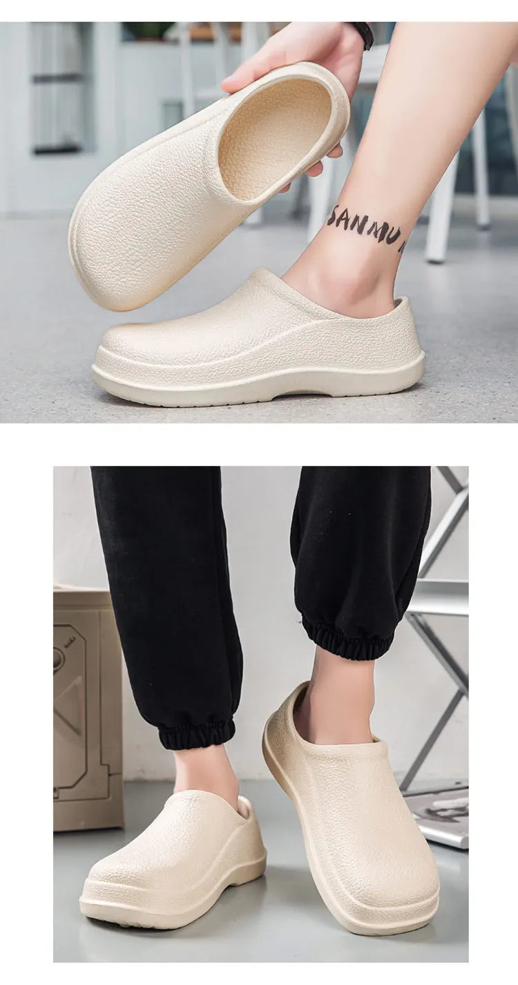 Non-slip kitchen shoes Oil-proof waterproof work shoes Large size casual fashion thick soled wear-resistant men's shoes