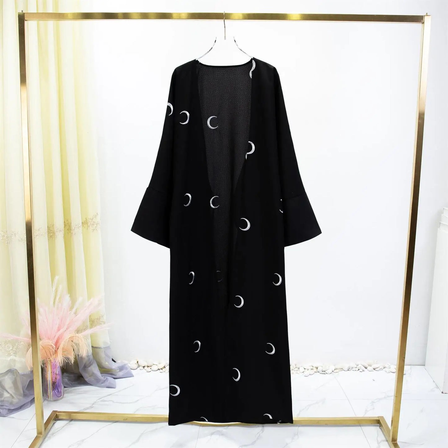 Women Jilbabs Open Front Abaya Embroidery Long Sleeve Loose Maxi Length Dress Womens Clothing Muslim Cardigan Abayas Out Kaftans