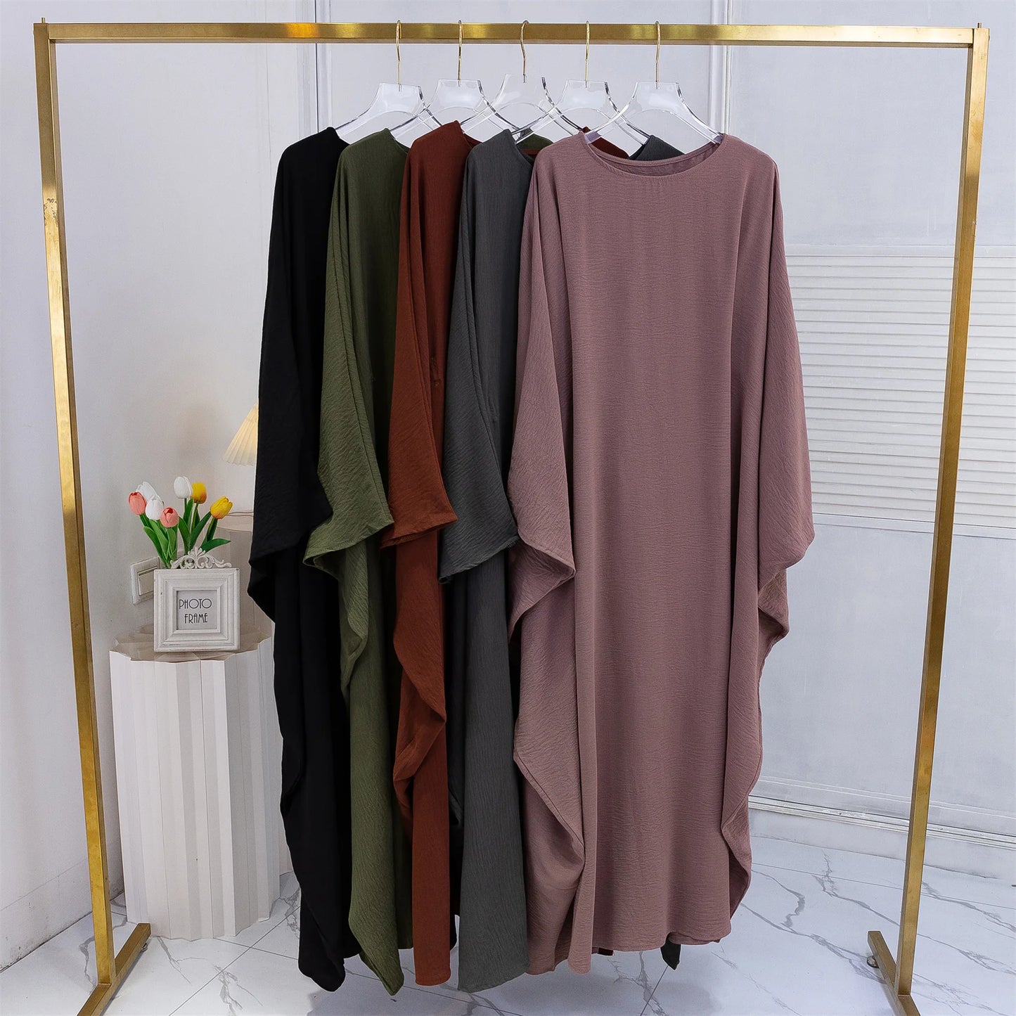 Muslim Abayas Loose Long Maxi Dresses Women Jilbabs Muslim Islamic Dress Full Sleeve O-neck Casual Solid Ramadan Dresses Abaya