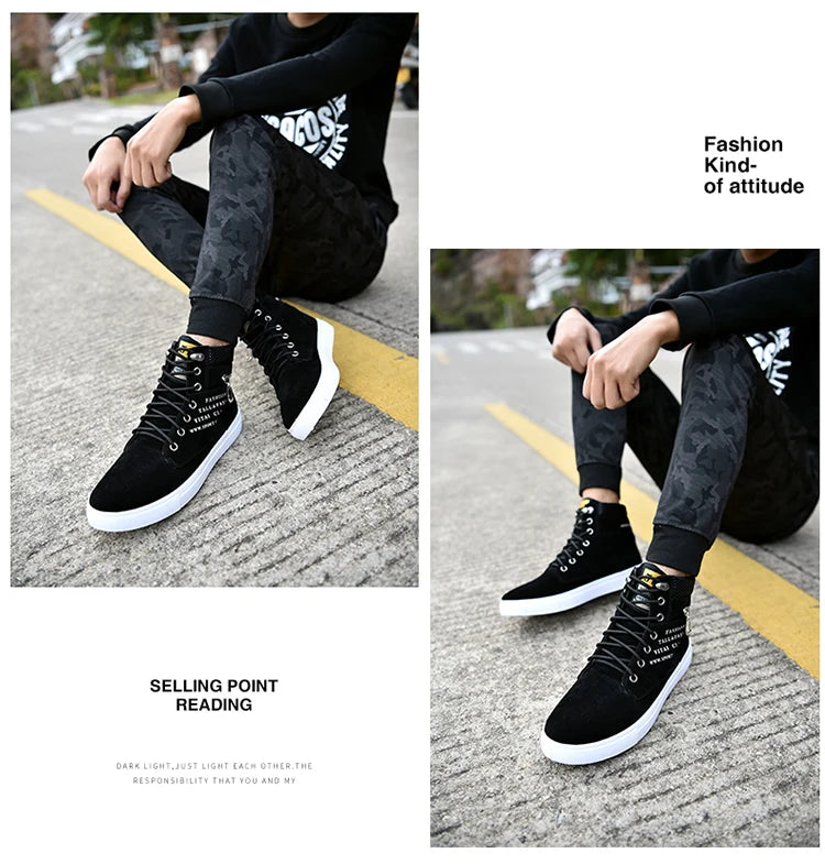 2024 Spring and autumn high top men's new soft sole casual sports shoes walking running breathable men's boots 39-46