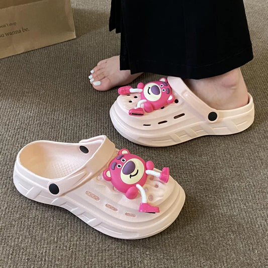 Women's New Cute Cartoon Slippers Indoor Home Anti slip Bathroom Shower EVA Slippers Wearing Outside Casual Vacation Sandals