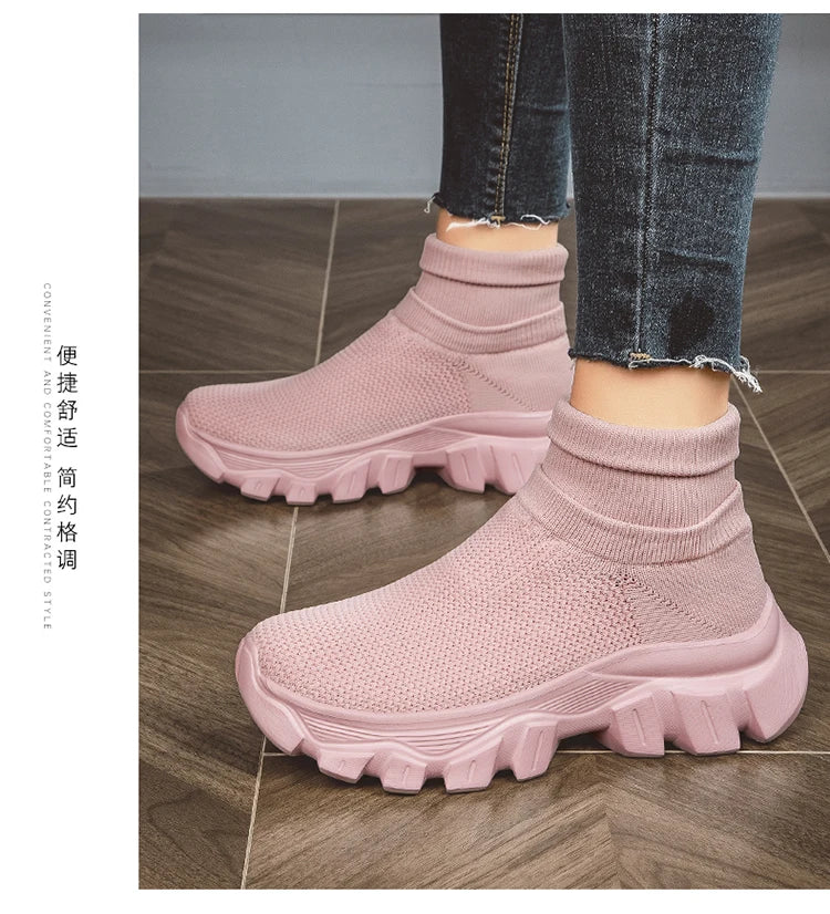 High top men's and women's socks Sports casual shoes Mesh breathable jogging shoes Large walking couple shoes boots